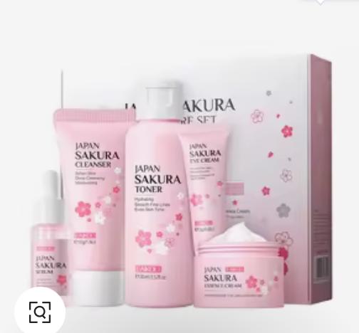 Set ingrijire faciala, LAKOU, Japan Sakura, Cleanser 50 g, Toner 100 ml, Ser 17 ml, Crema de ochi 15 g, Crema de fata 25 g