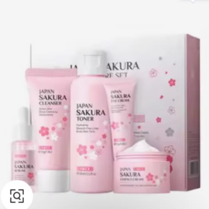 Set ingrijire faciala, LAKOU, Japan Sakura, Cleanser 50 g, Toner 100 ml, Ser 17 ml, Crema de ochi 15 g, Crema de fata 25 g